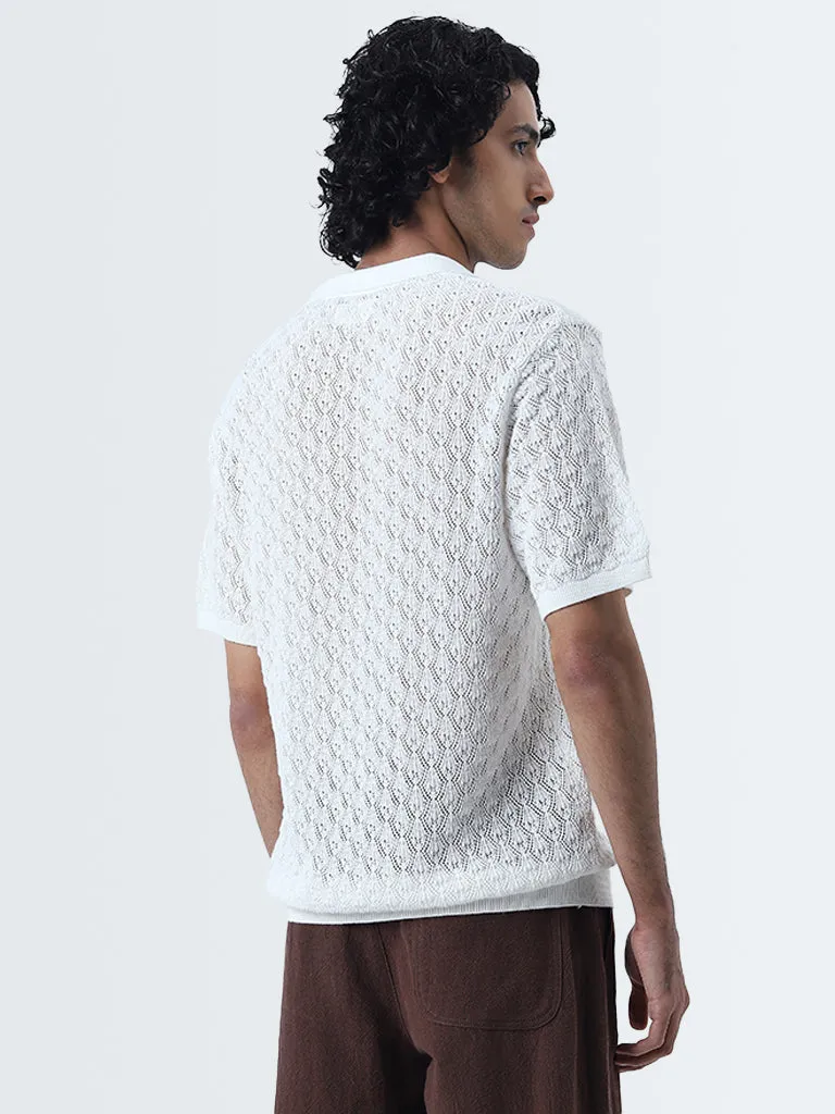 ETA Off-White Knitted Slim-Fit Cotton T-Shirt