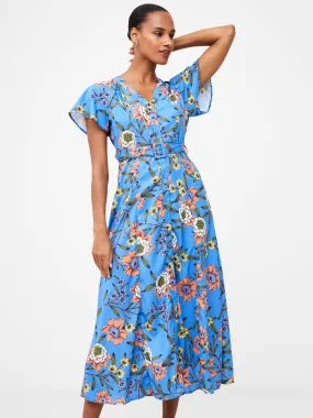 Floral Button-Through Belted Midi Dress