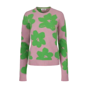 Flower Neck Crewneck Sweater