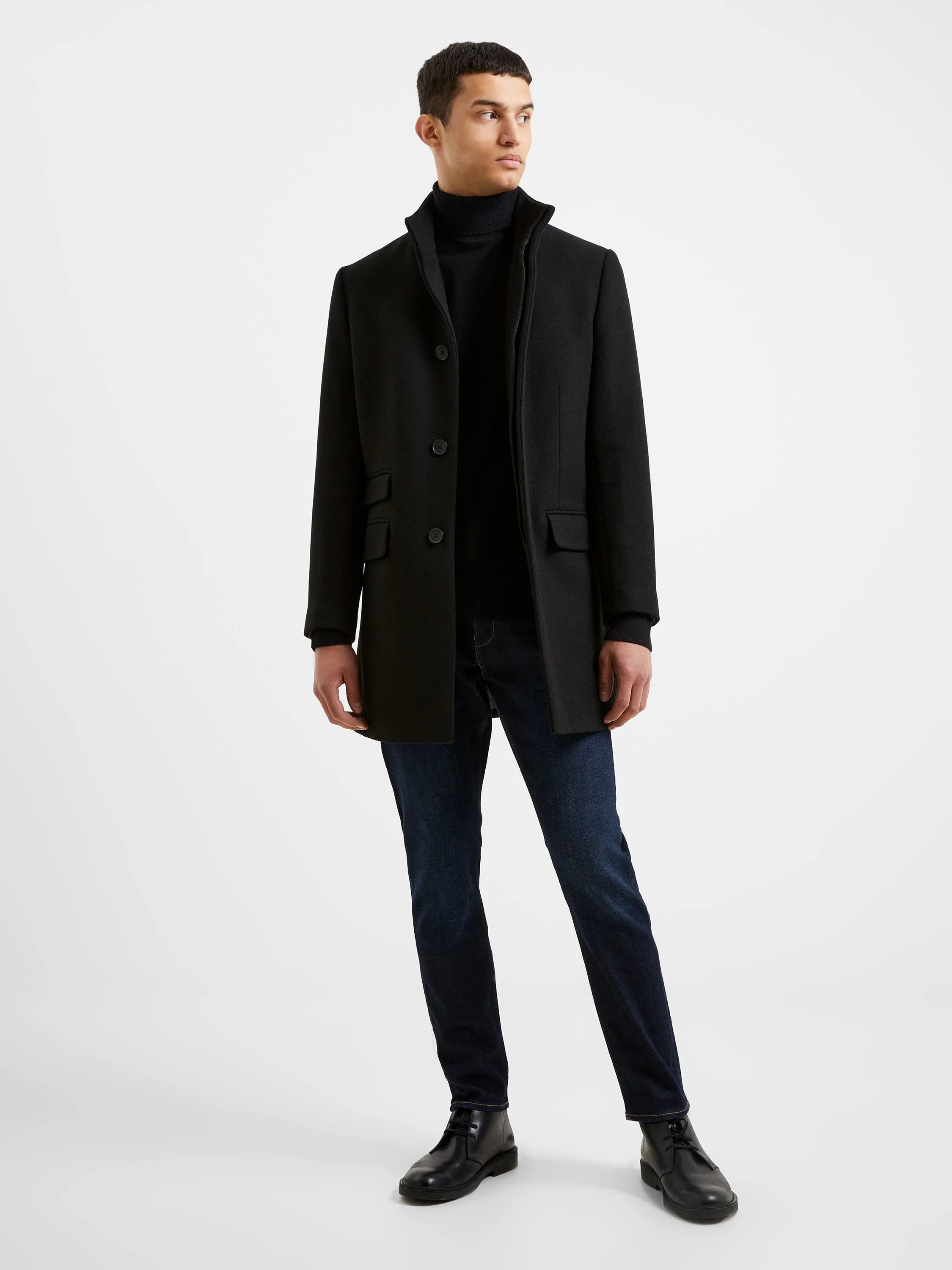 Funnel Neck Mid Length Coat