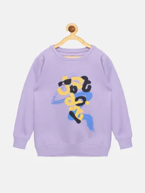 Girls Chest Print Round Neck Sweatshirt