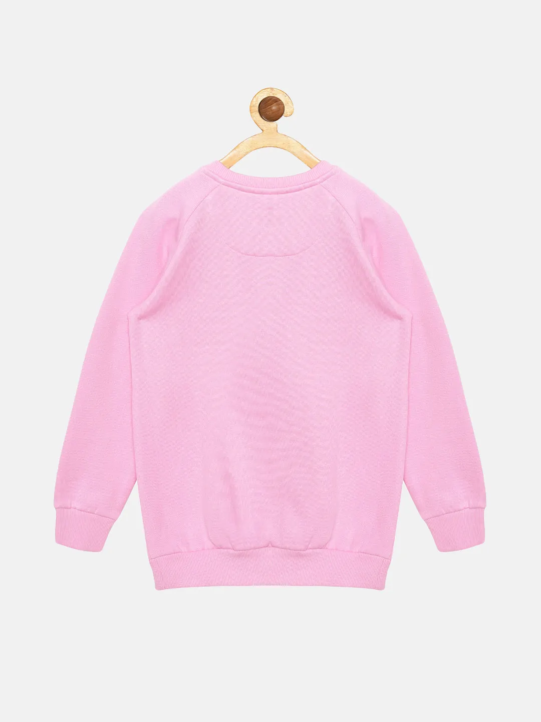 Girls Chest Print Round Neck Sweatshirt