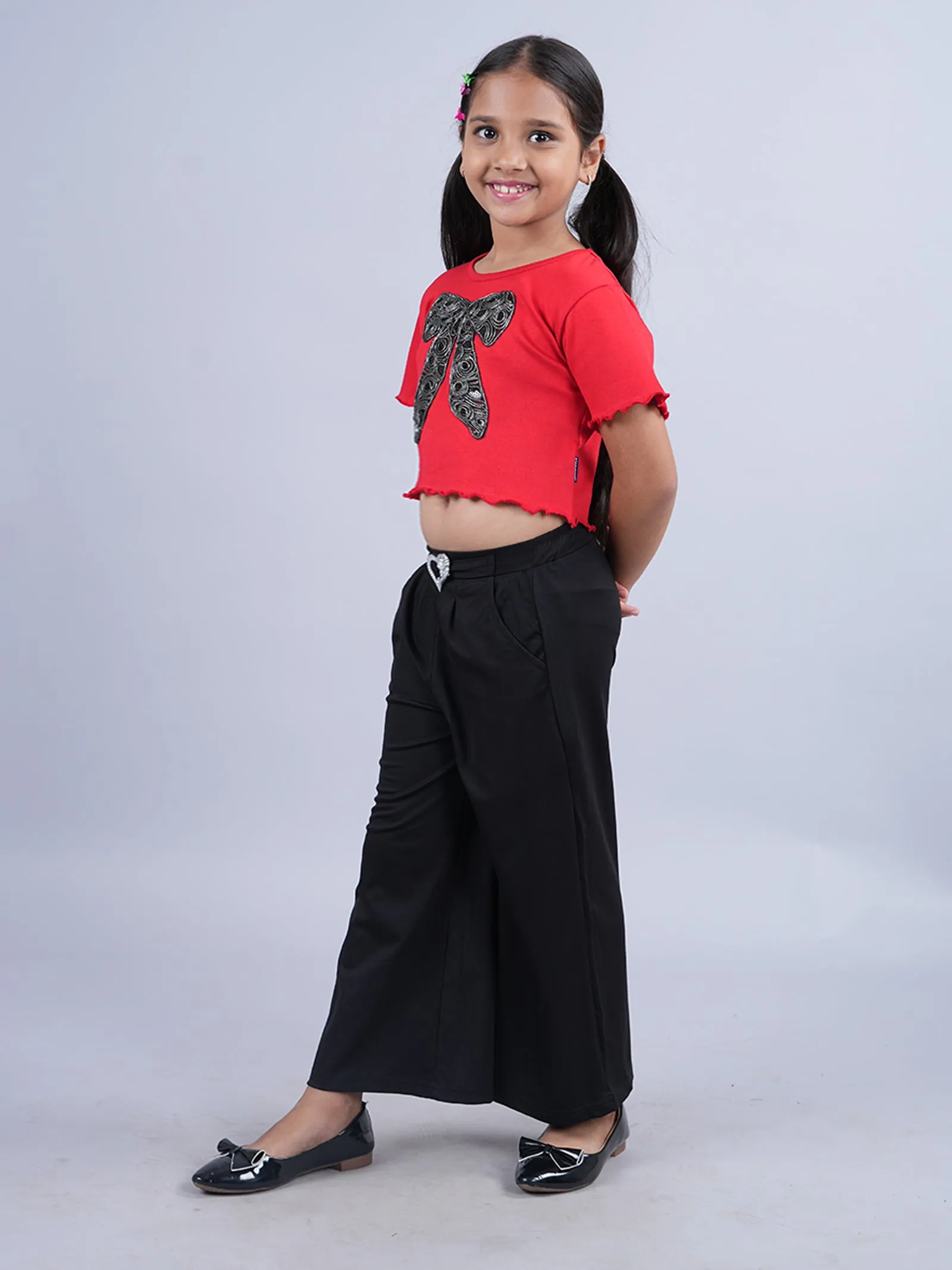 Girls Crop Tee & Wide Leg Pant Set