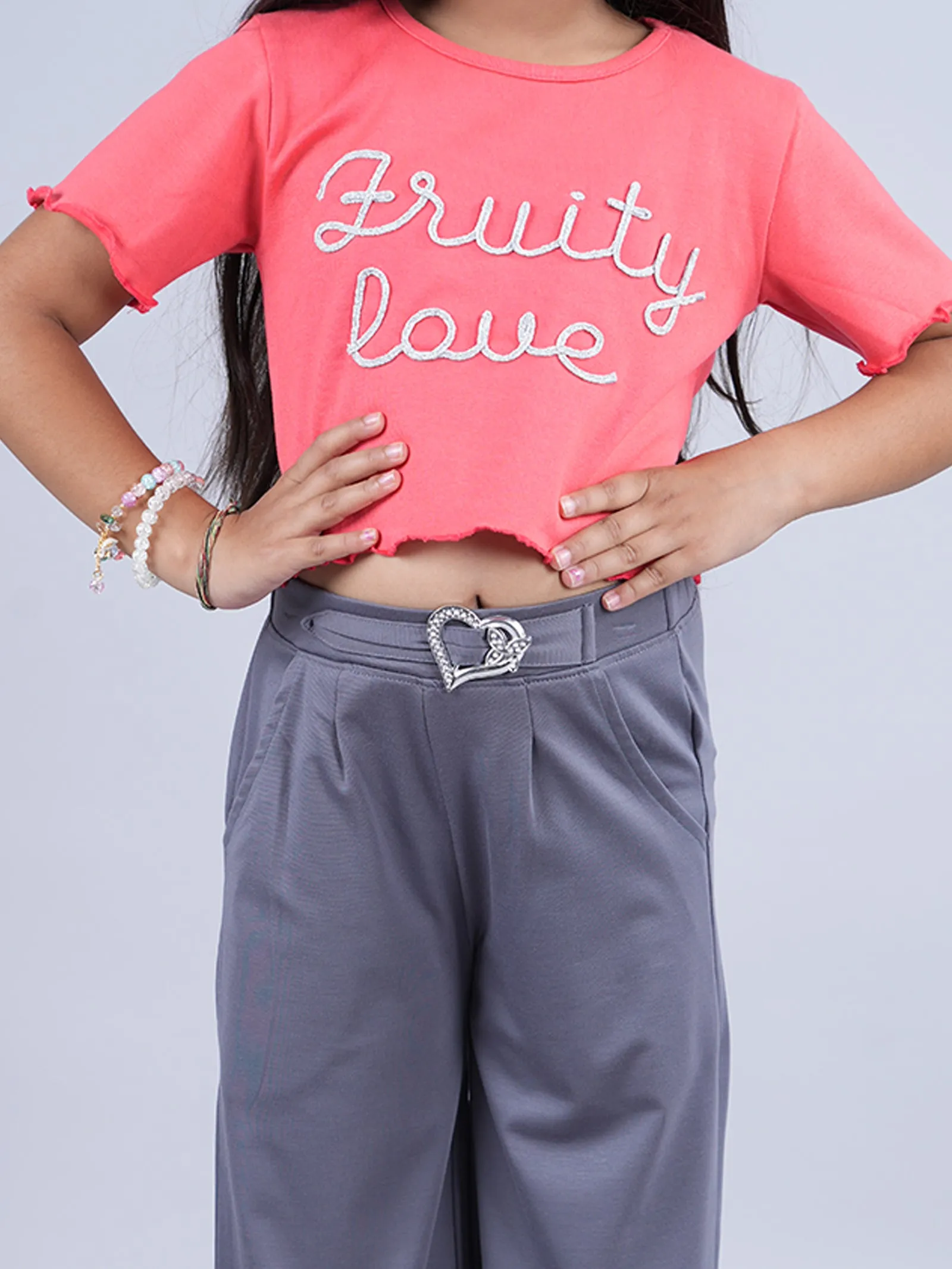 Girls Crop Tee & Wide Leg Pant Set