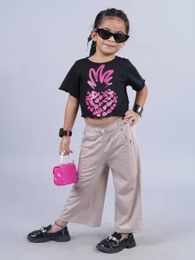 Girls Crop Tee & Wide Leg Pant Set