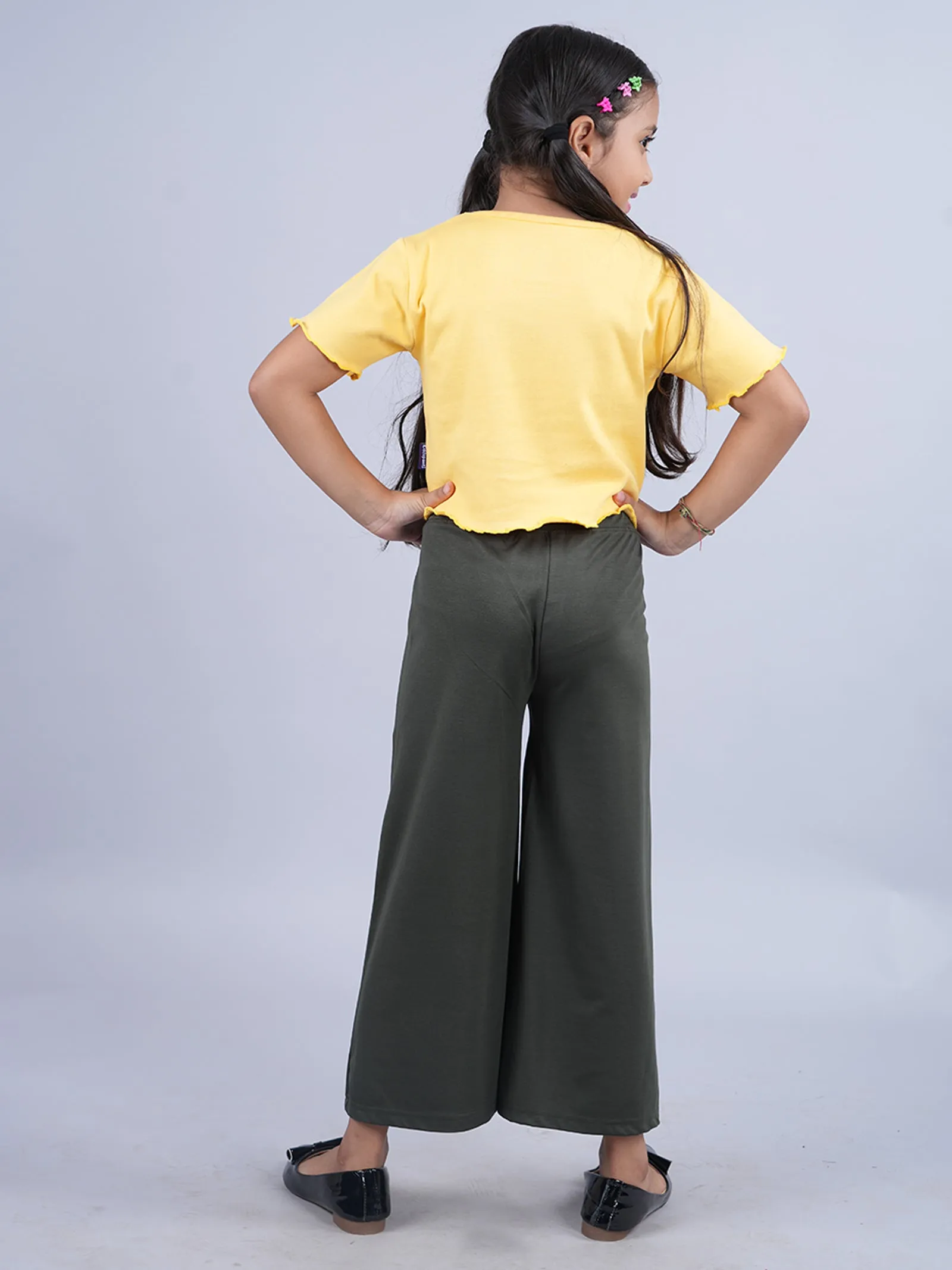 Girls Crop Tee & Wide Leg Pant Set