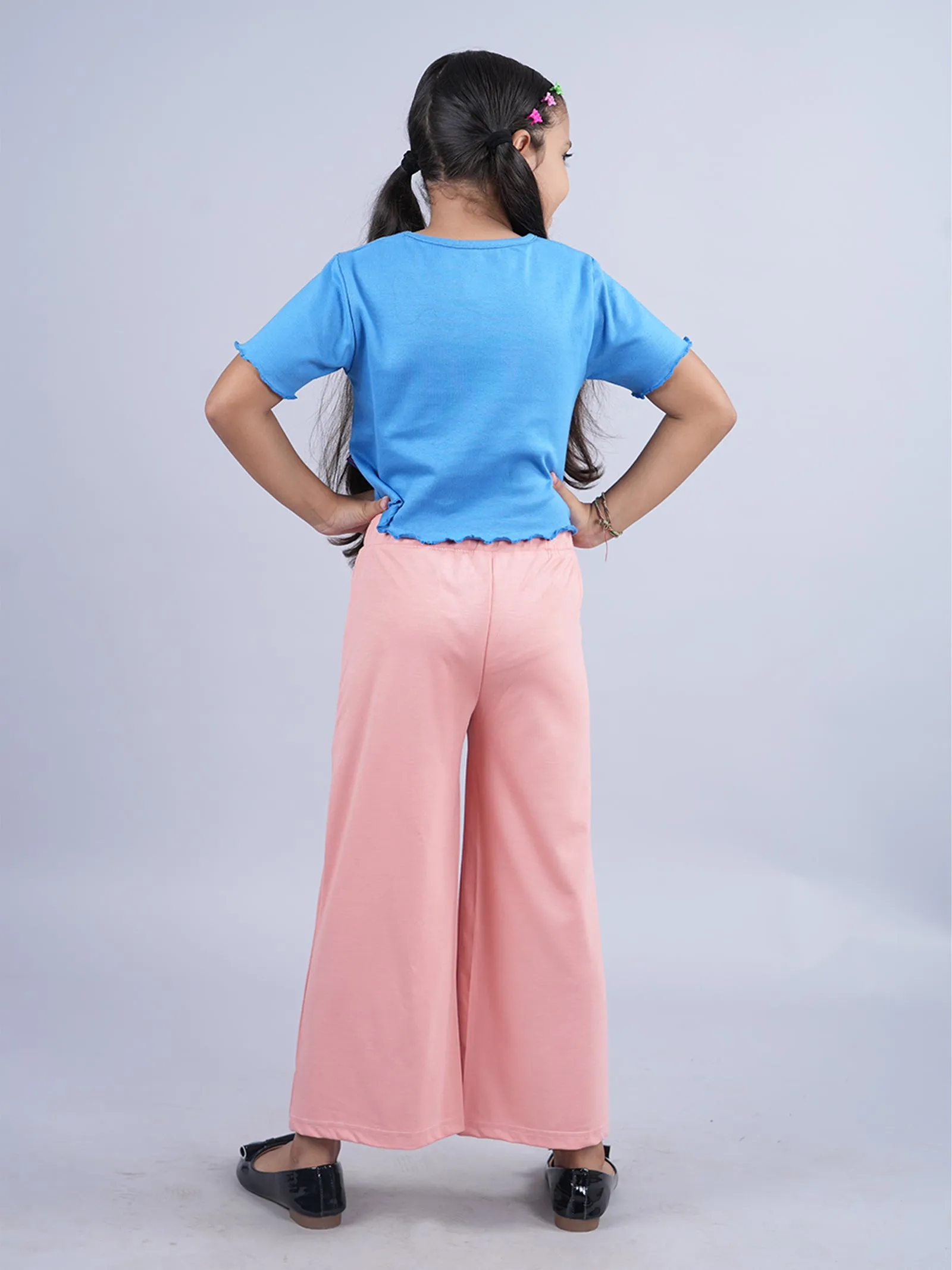 Girls Crop Tee & Wide Leg Pant Set