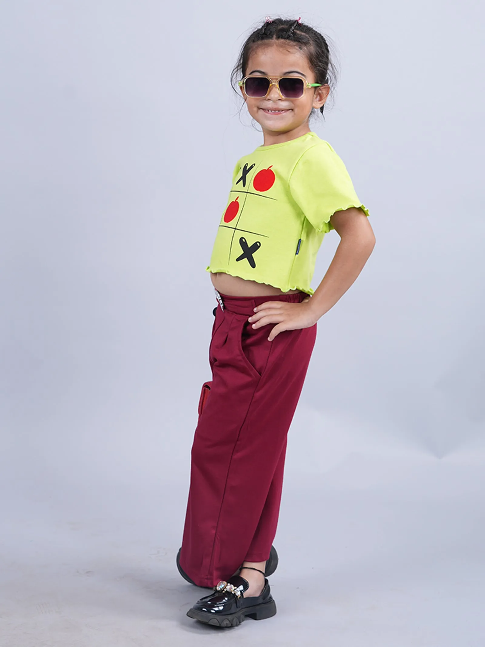 Girls Crop Tee & Wide Leg Pant Set