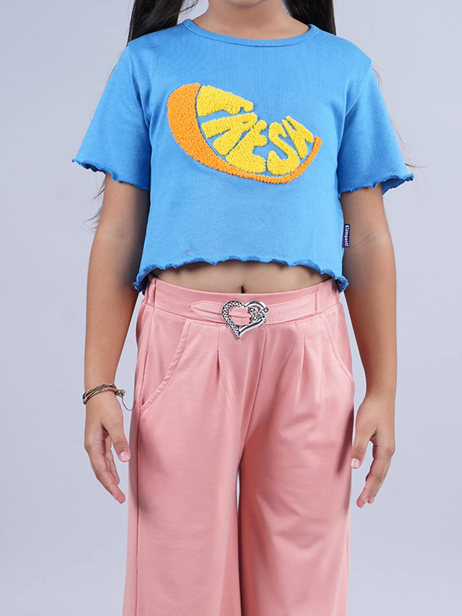 Girls Crop Tee & Wide Leg Pant Set