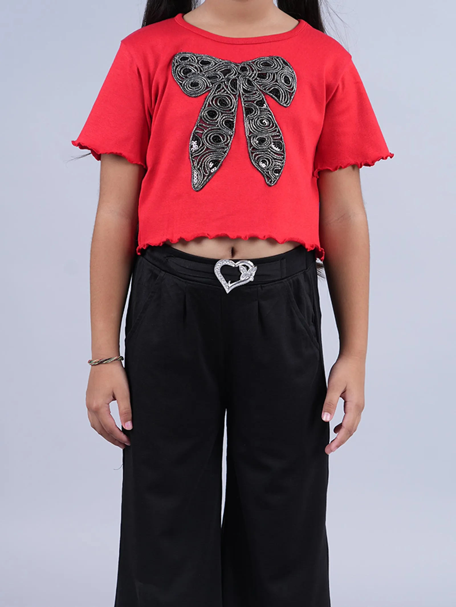 Girls Crop Tee & Wide Leg Pant Set