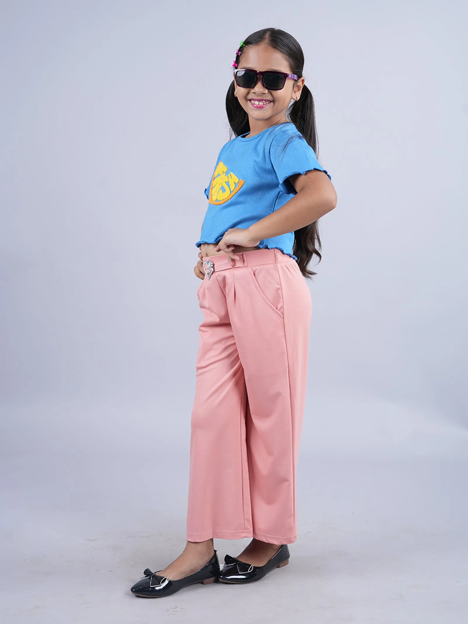 Girls Crop Tee & Wide Leg Pant Set