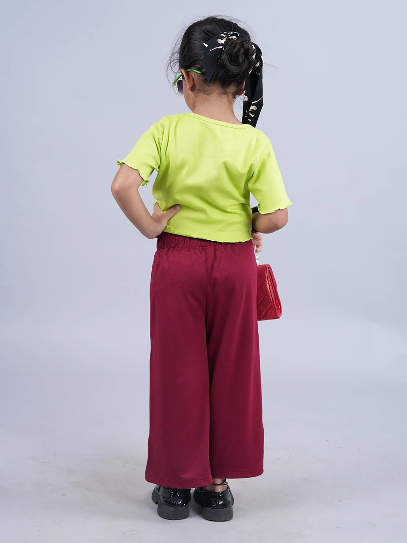 Girls Crop Tee & Wide Leg Pant Set