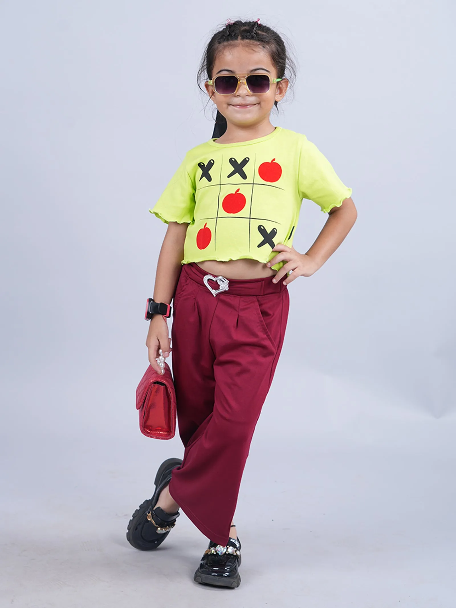 Girls Crop Tee & Wide Leg Pant Set