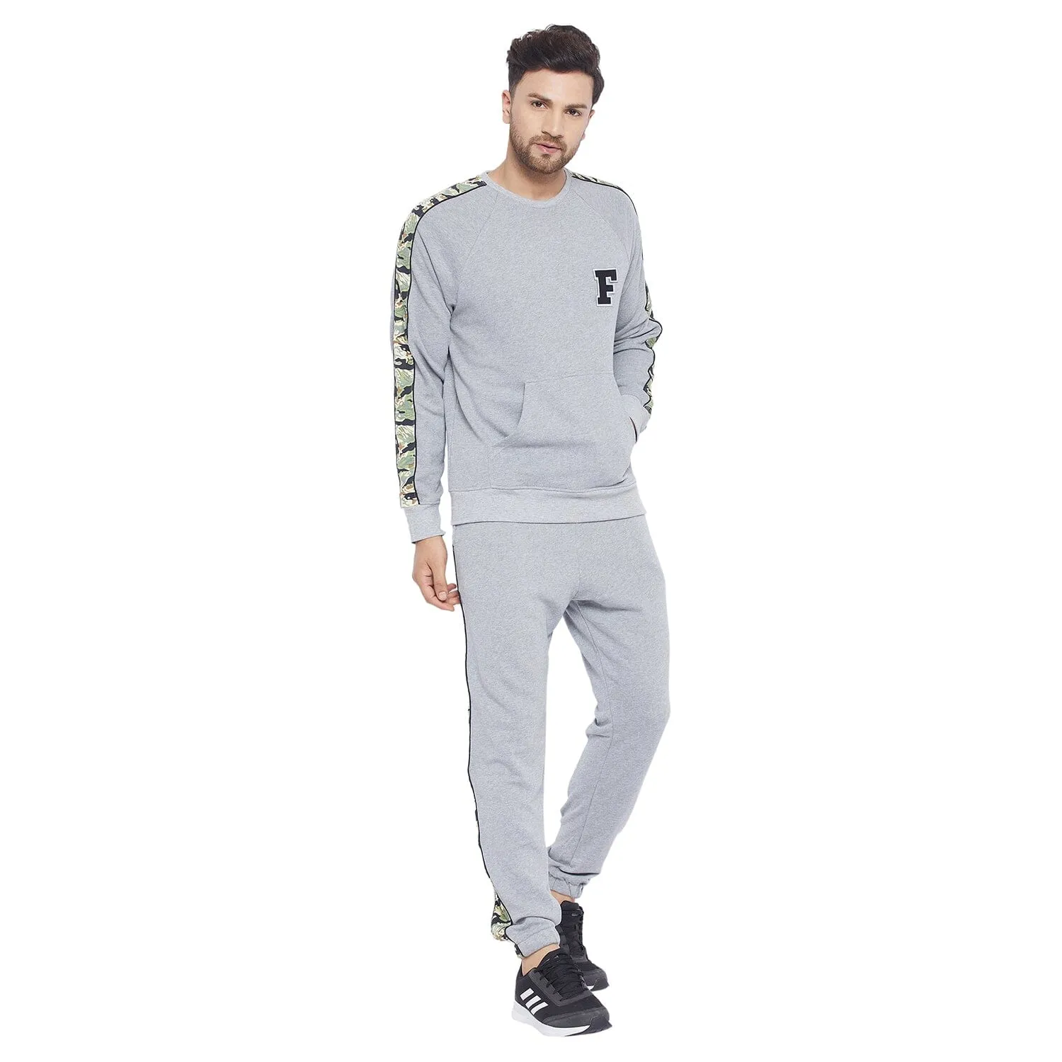 Grey Oversized Camo Taped Sweatshirt