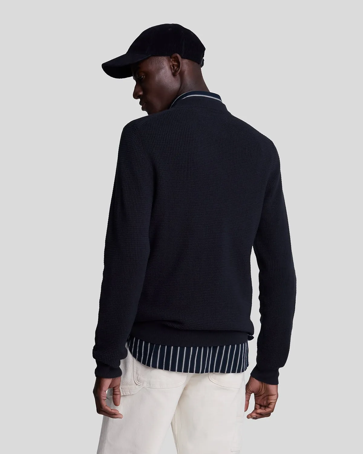 Grid Knit Crew Neck Jumper