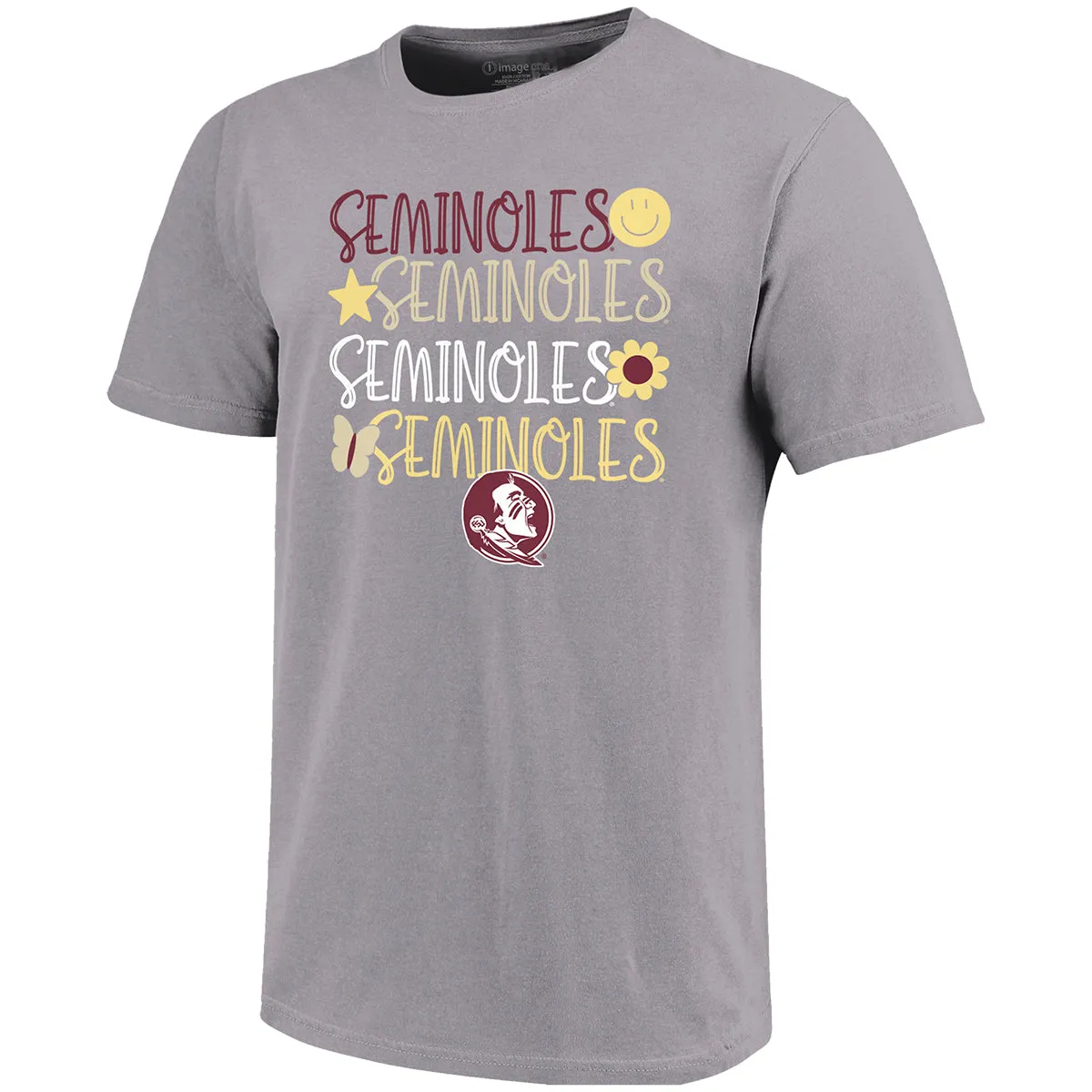 Image One Youth Girl's Repeat Seminoles Design Short Sleeve T-shirt - Grey