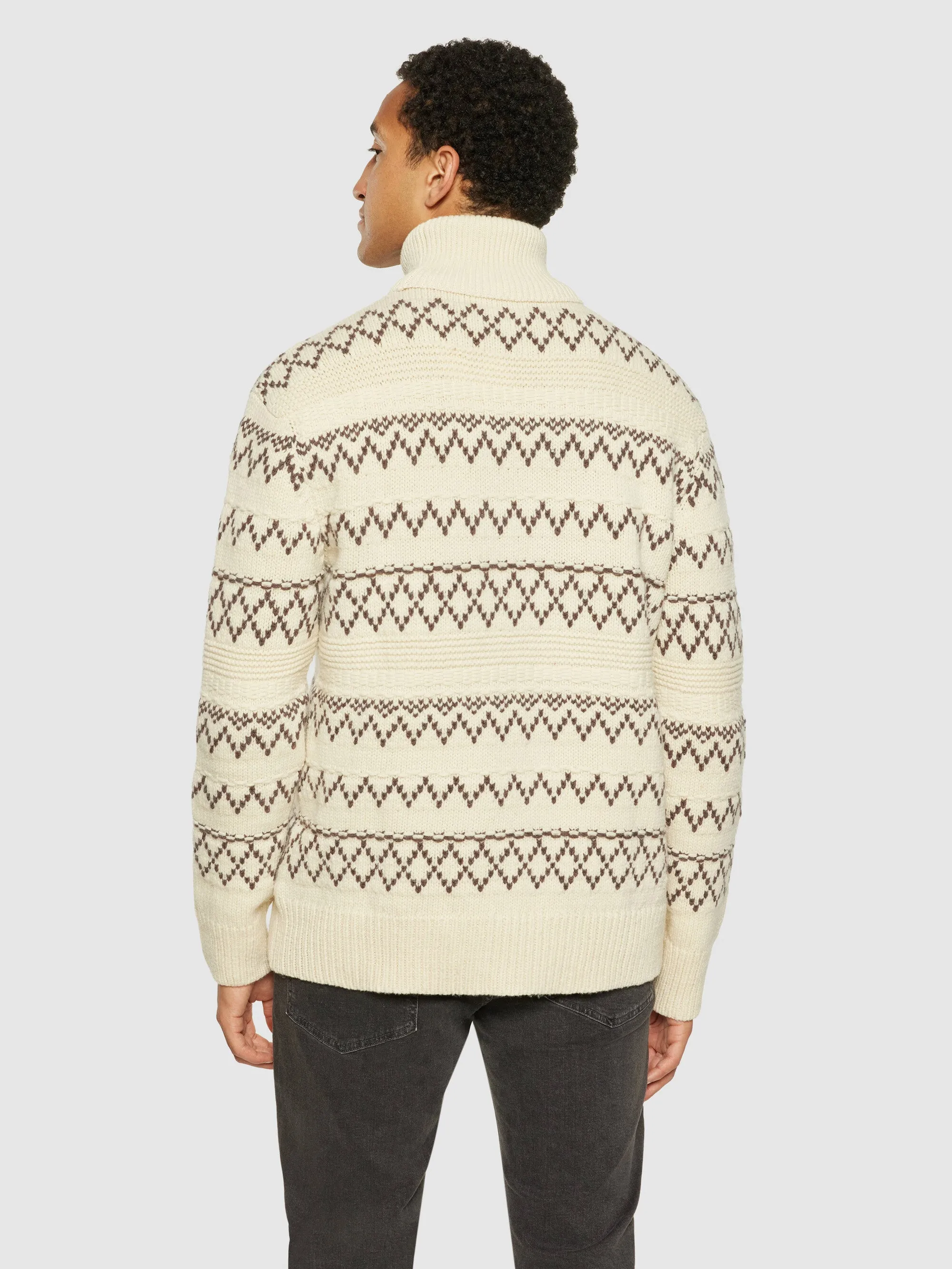 Knitted pattern roll neck - RWS - Beige stripe