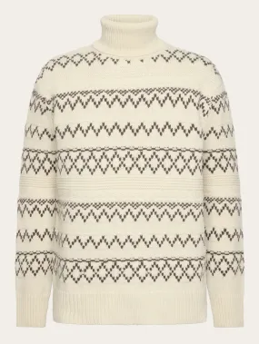 Knitted pattern roll neck - RWS - Beige stripe