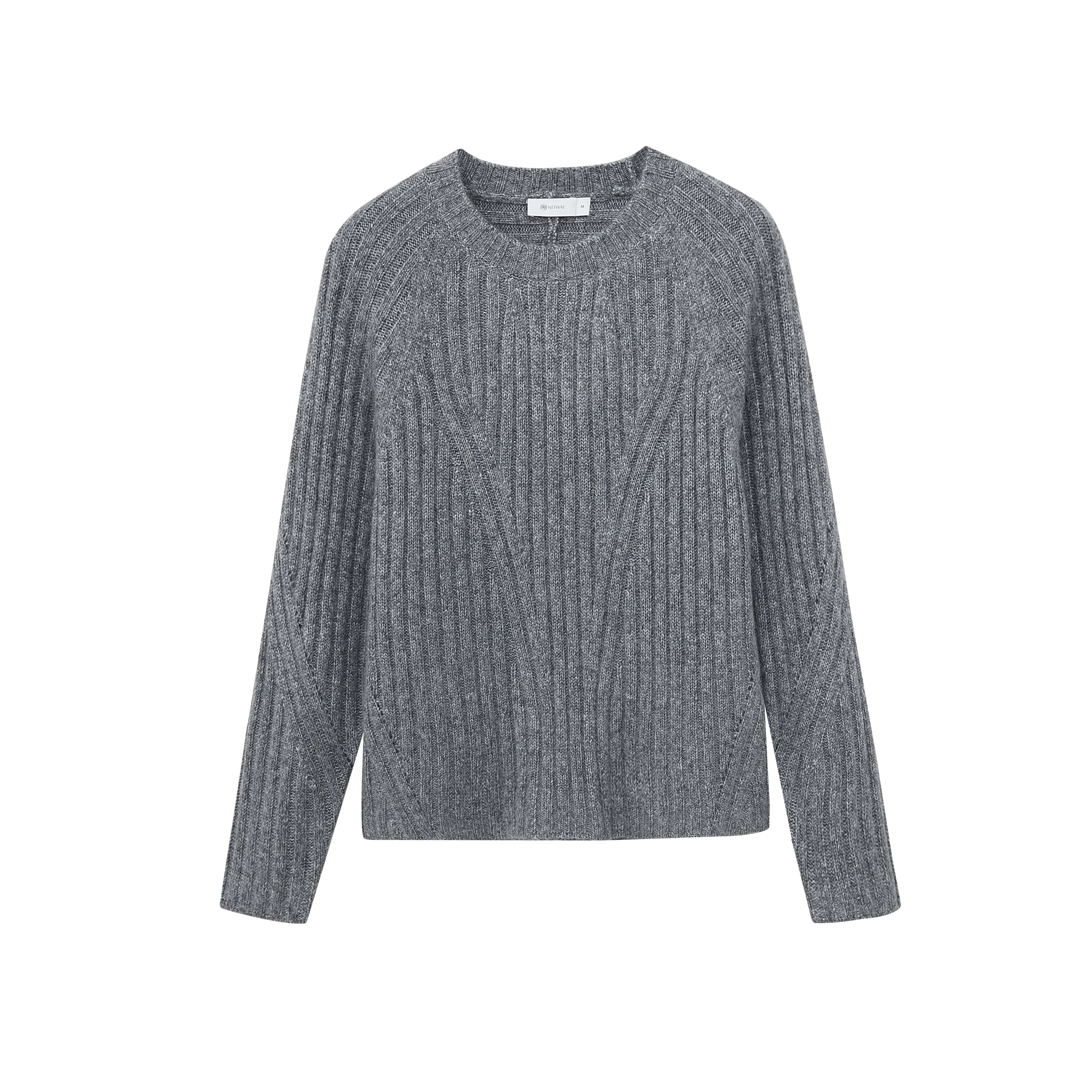 Knitted Ribbed Crew Neck Sweater