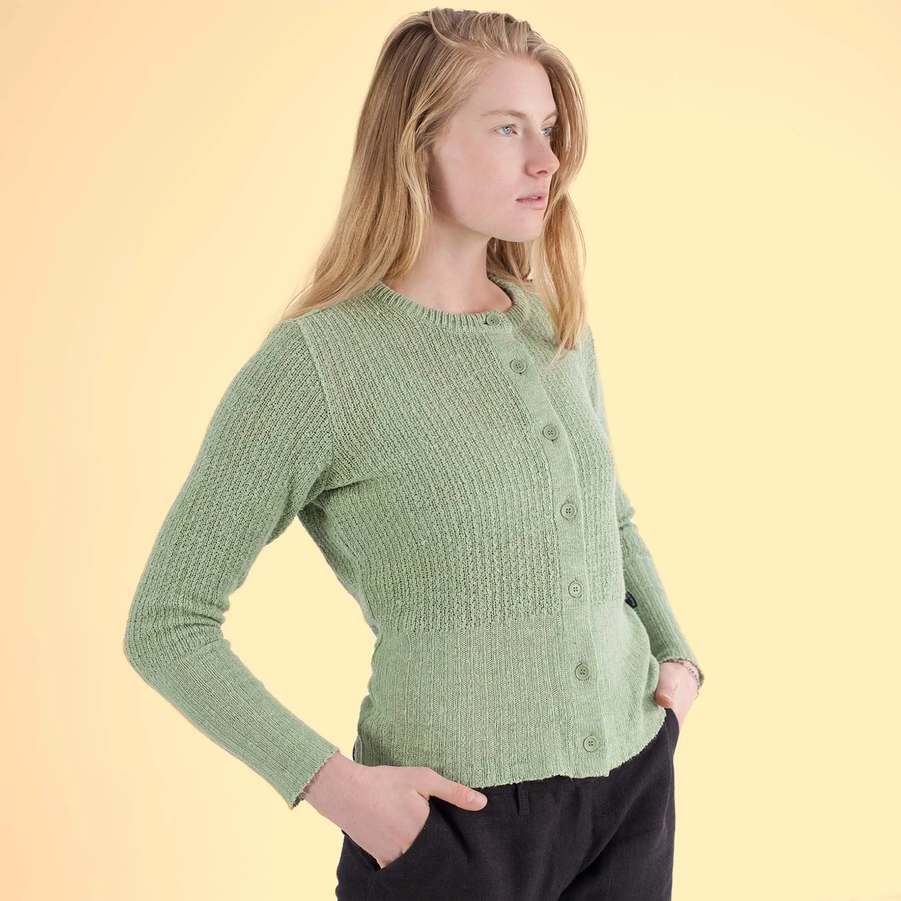 LESLIE 100% Organic Hemp Women’s Cardigan (Vegan; Nut Buttons)