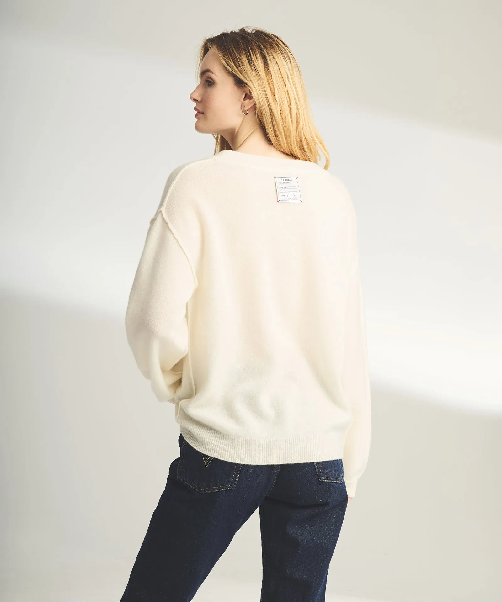 Lightweight Reversible Cashmere Wide Neck Sweater