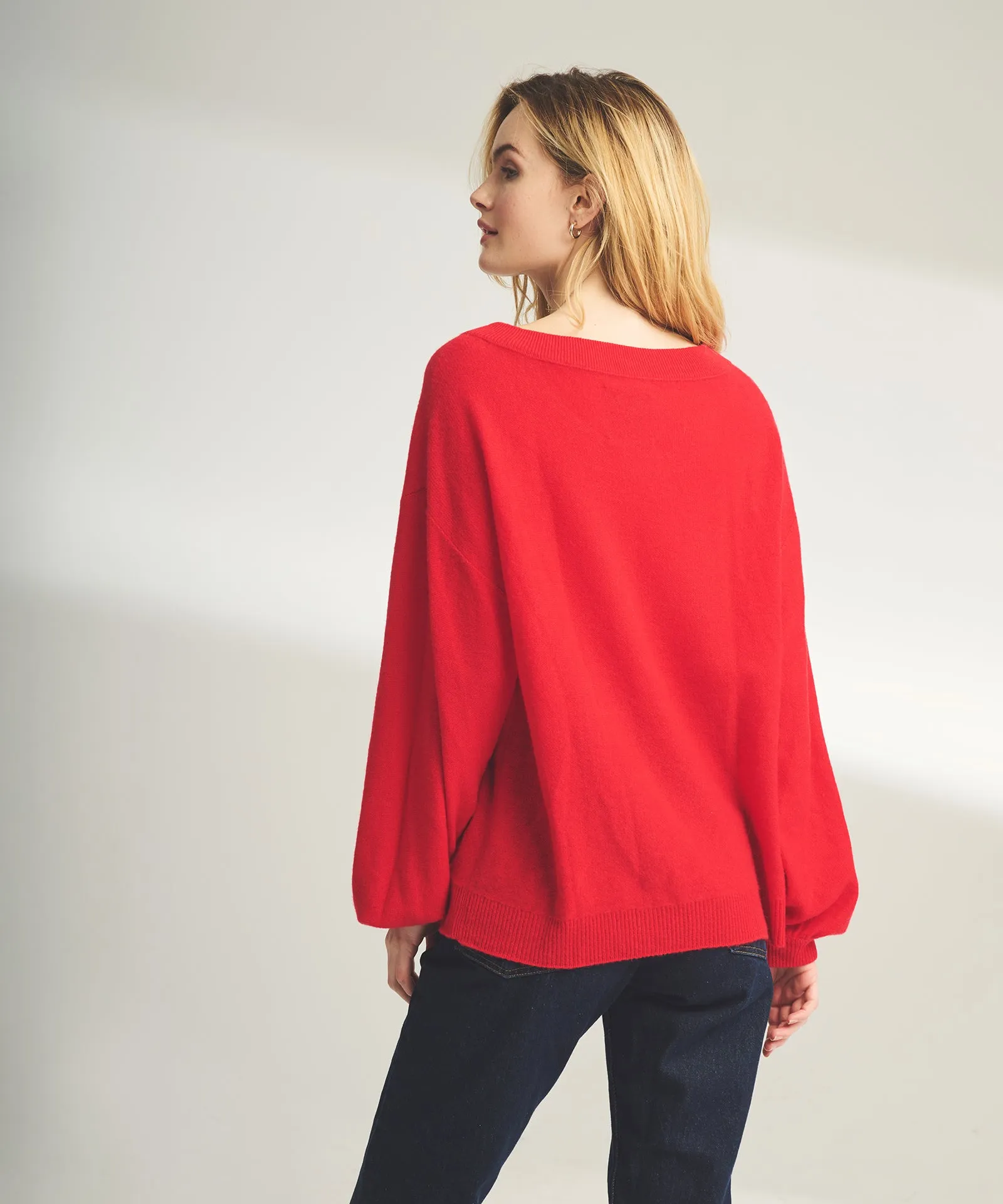 Lightweight Reversible Cashmere Wide Neck Sweater