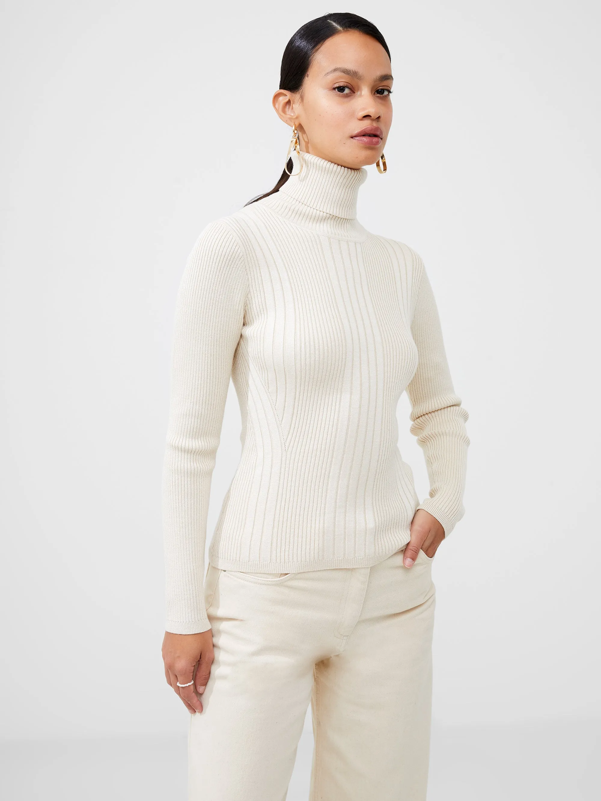 Mari Rib Knit Turtleneck Sweater