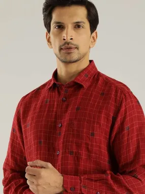 Men Checked Full Sleeve Linen Shirt