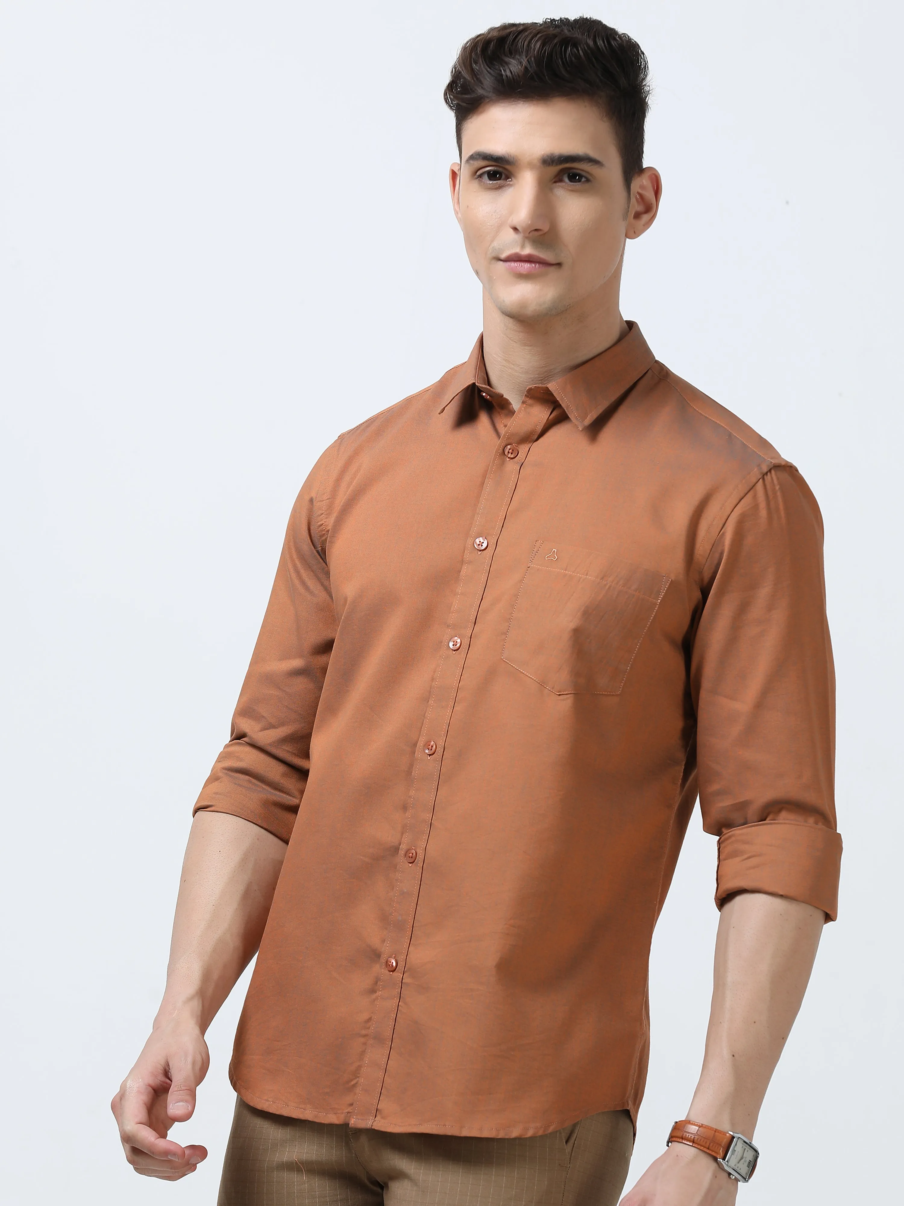 MEN'S GOLD -SOLID SLIM FIT SHIRT