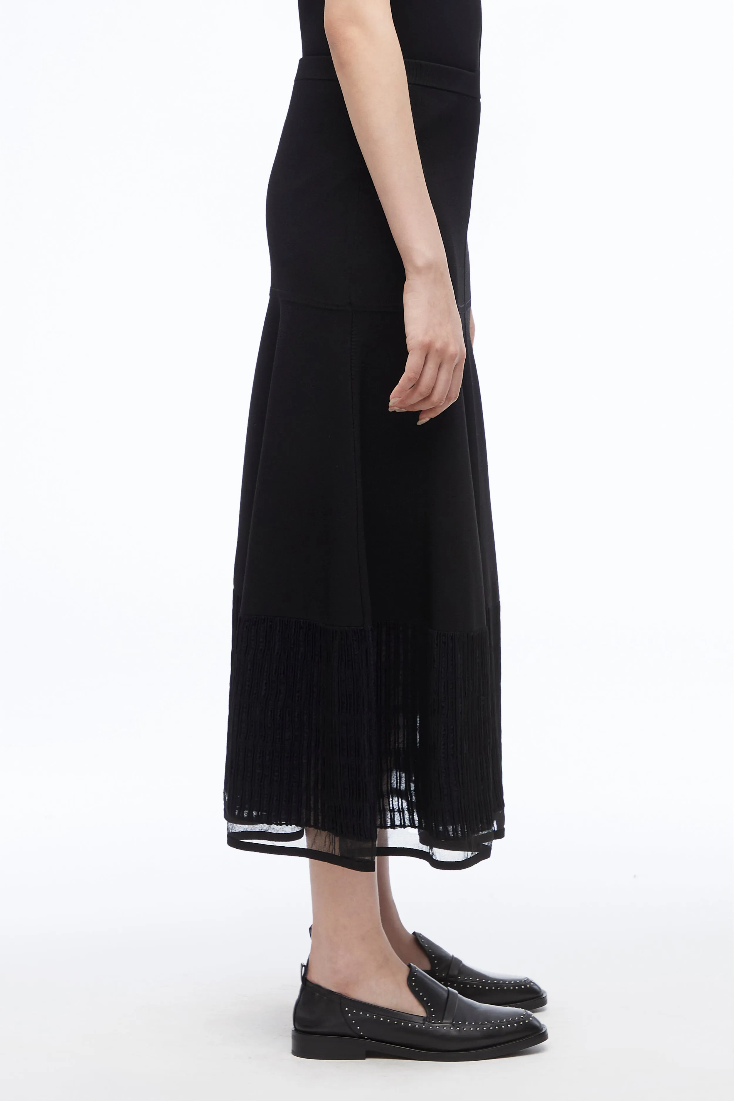 Micro Rib Ottoman Midi Skirt