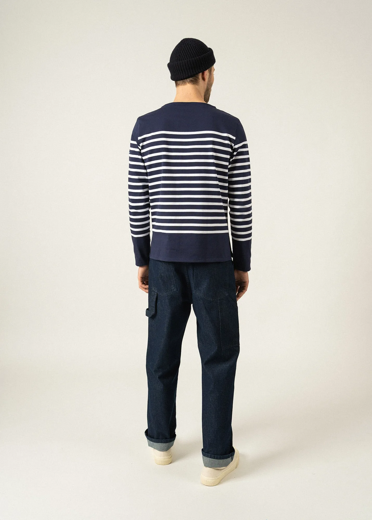 Naval authentic striped sailor shirt - in combed cotton (MARINE/NEIGE)