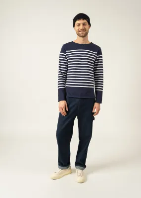 Naval authentic striped sailor shirt - in combed cotton (MARINE/NEIGE)