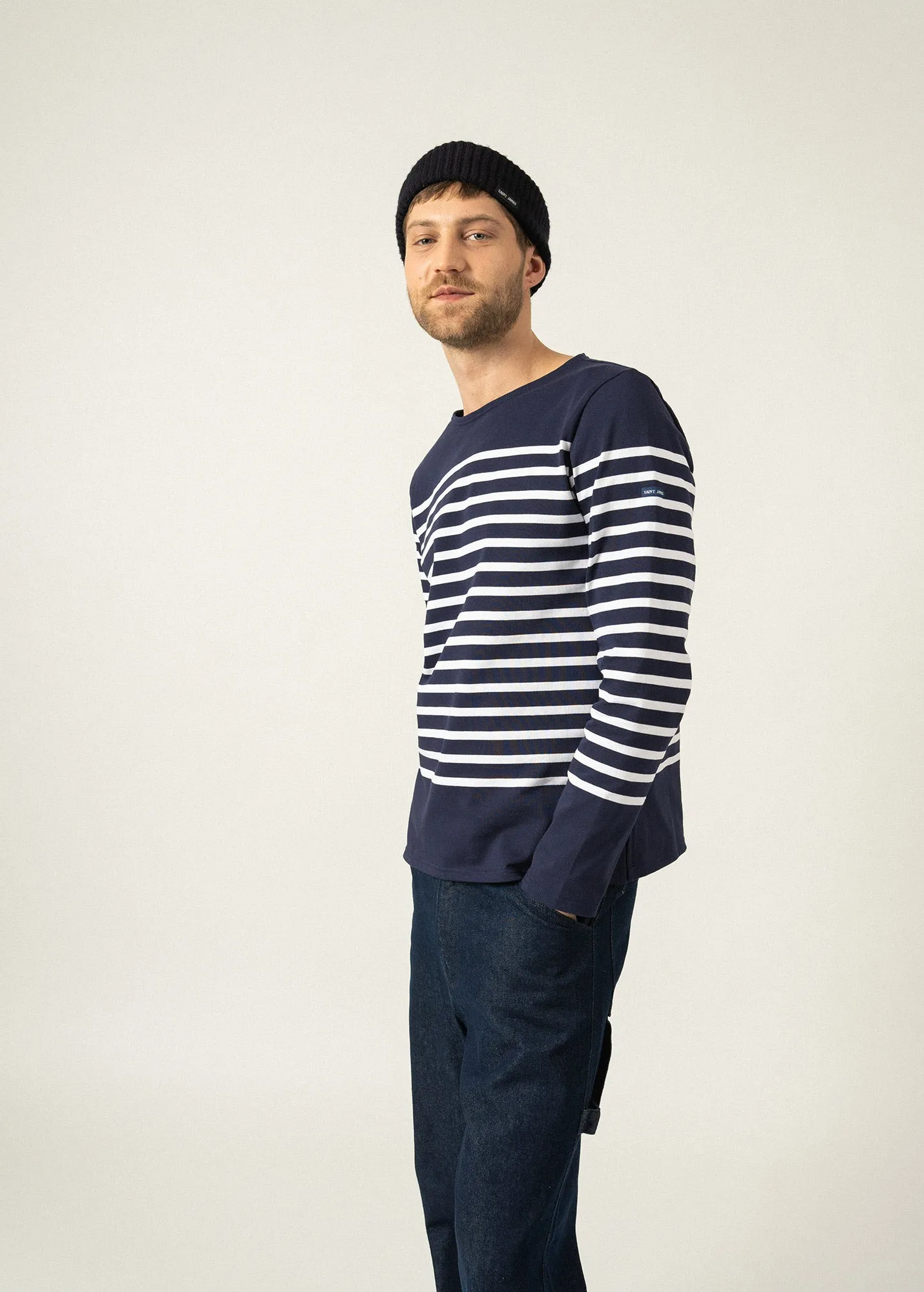 Naval authentic striped sailor shirt - in combed cotton (MARINE/NEIGE)