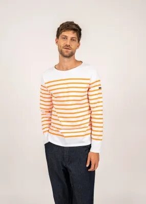 Authentic Striped Sailor Shirt in Premium Combed Cotton - Neon Orange and White