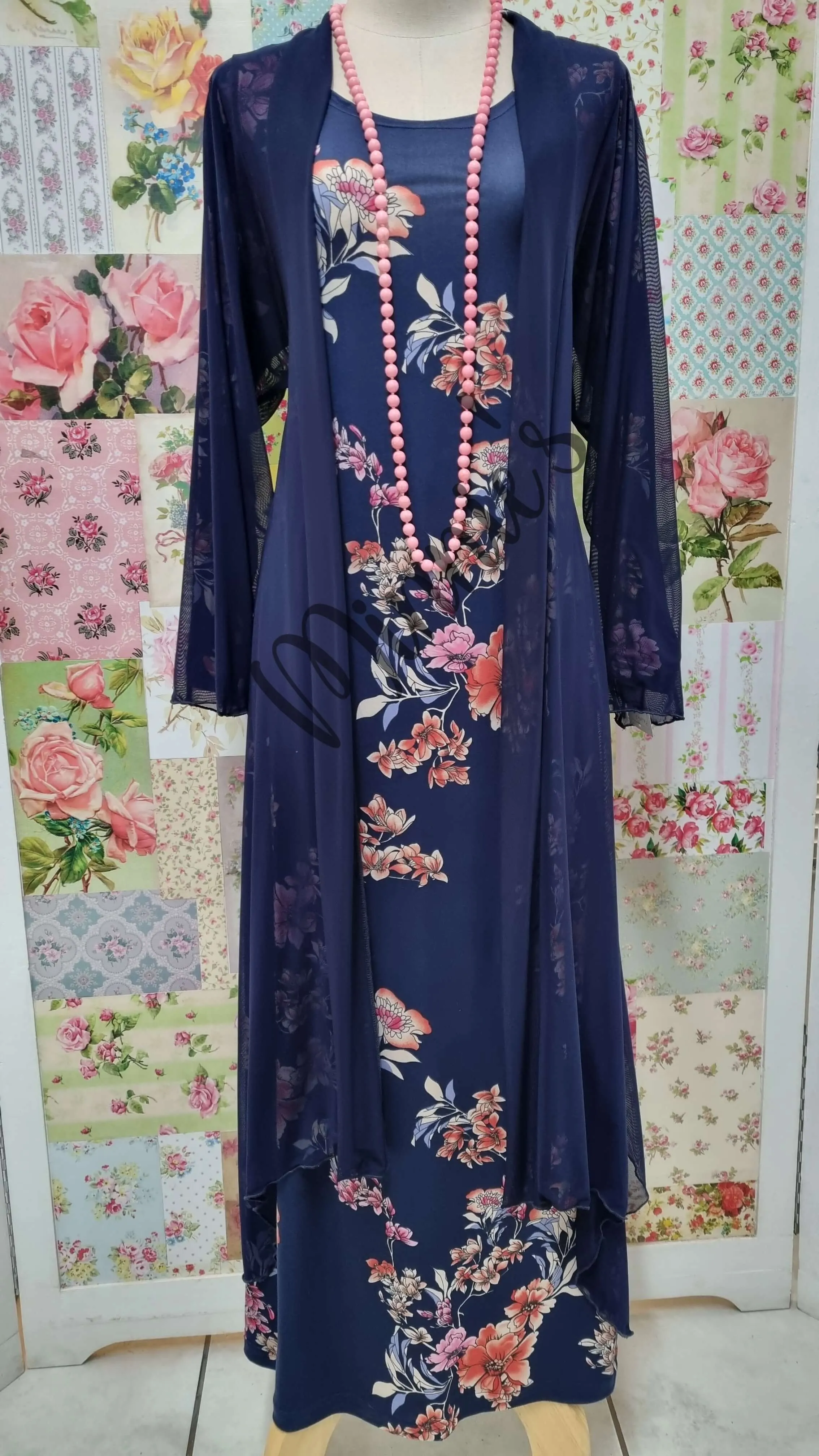 Navy & Rust Floral Dress SH097