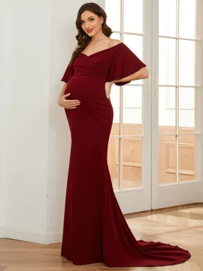 Off Shoulder Mermaid Pleated Wholesale Maternity Dress