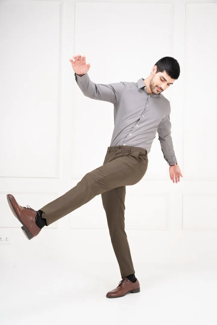 Olive Slim Fit Stretch Formal Pants