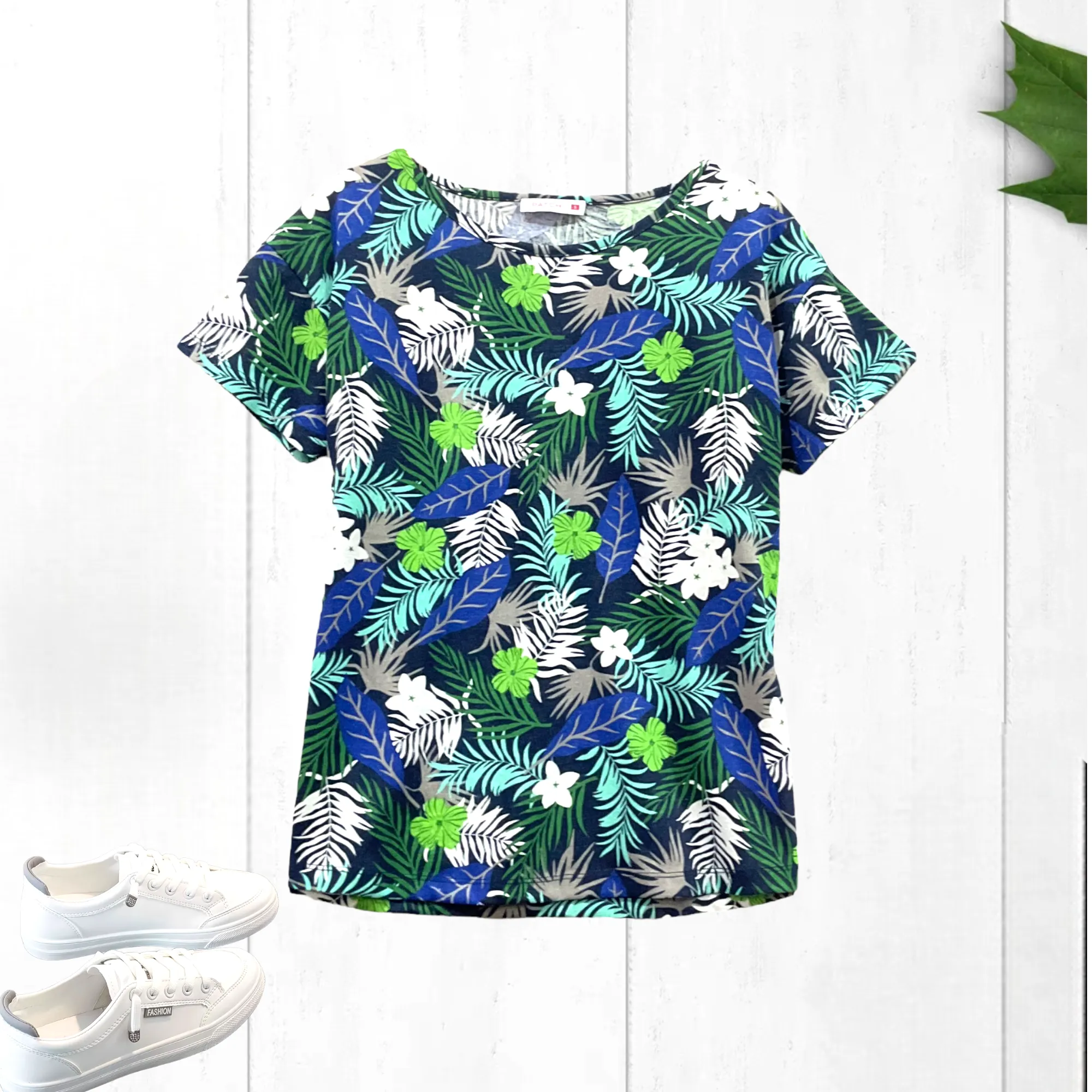 Patch Women Cotton Short Sleeve Printed T-Shirt