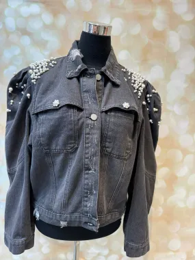 Pearl Embellished Denim Jacket