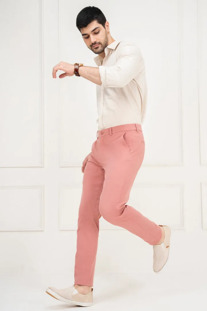 Pink Slim Fit Stretch Chino Pants