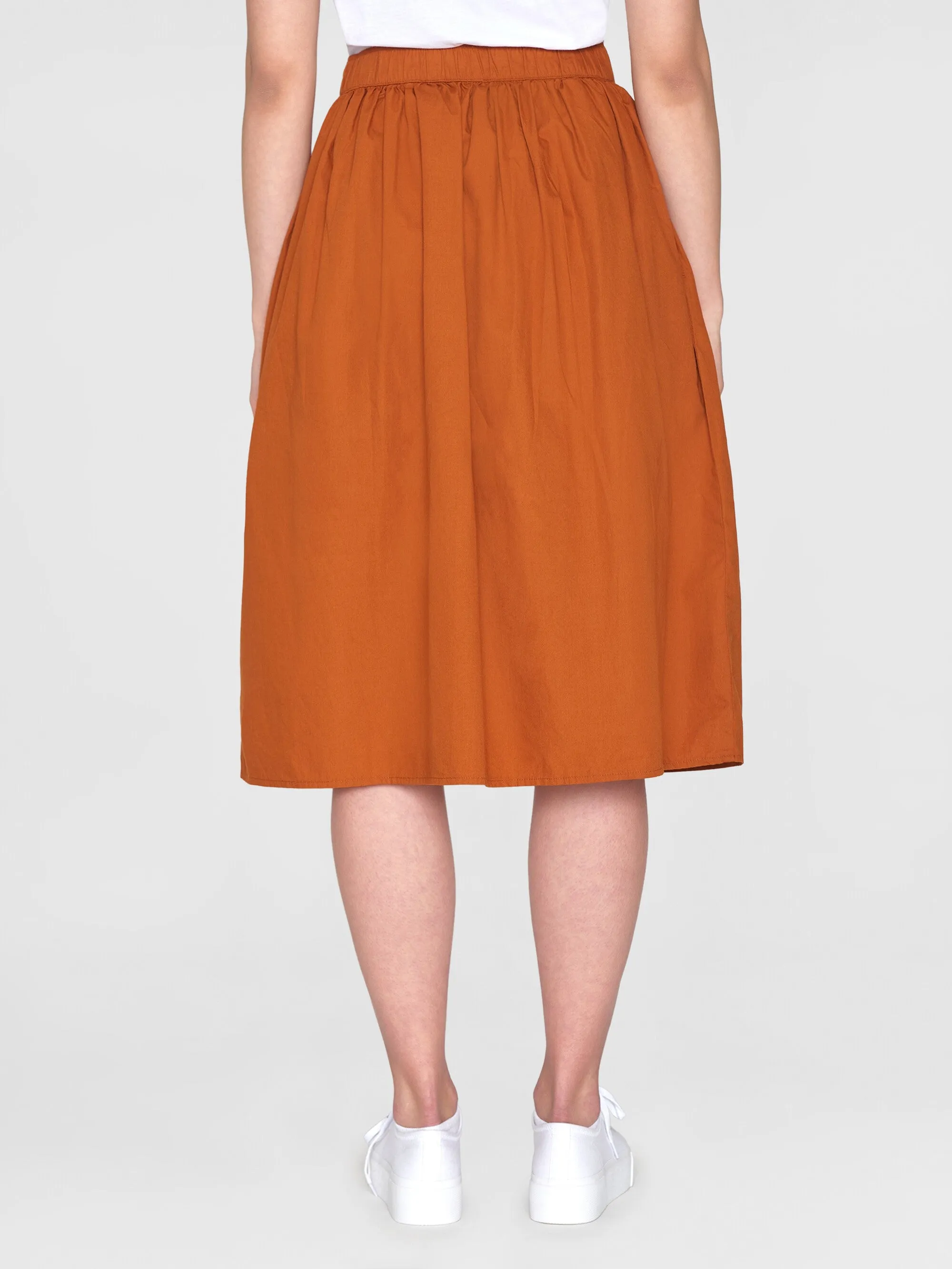 Poplin elastic waist skirt - Leather Brown