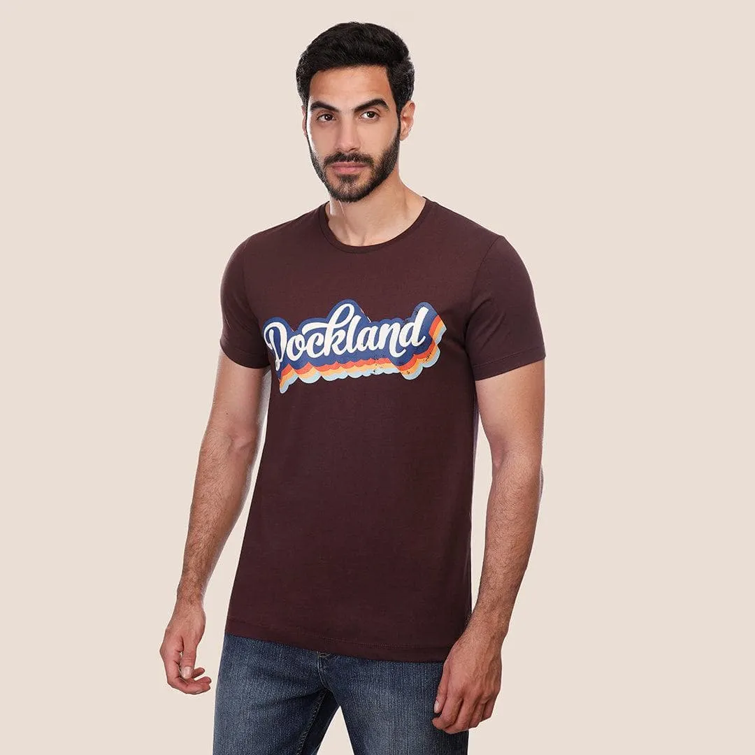 Printed Round-neck T-shirt - BURGUNDY