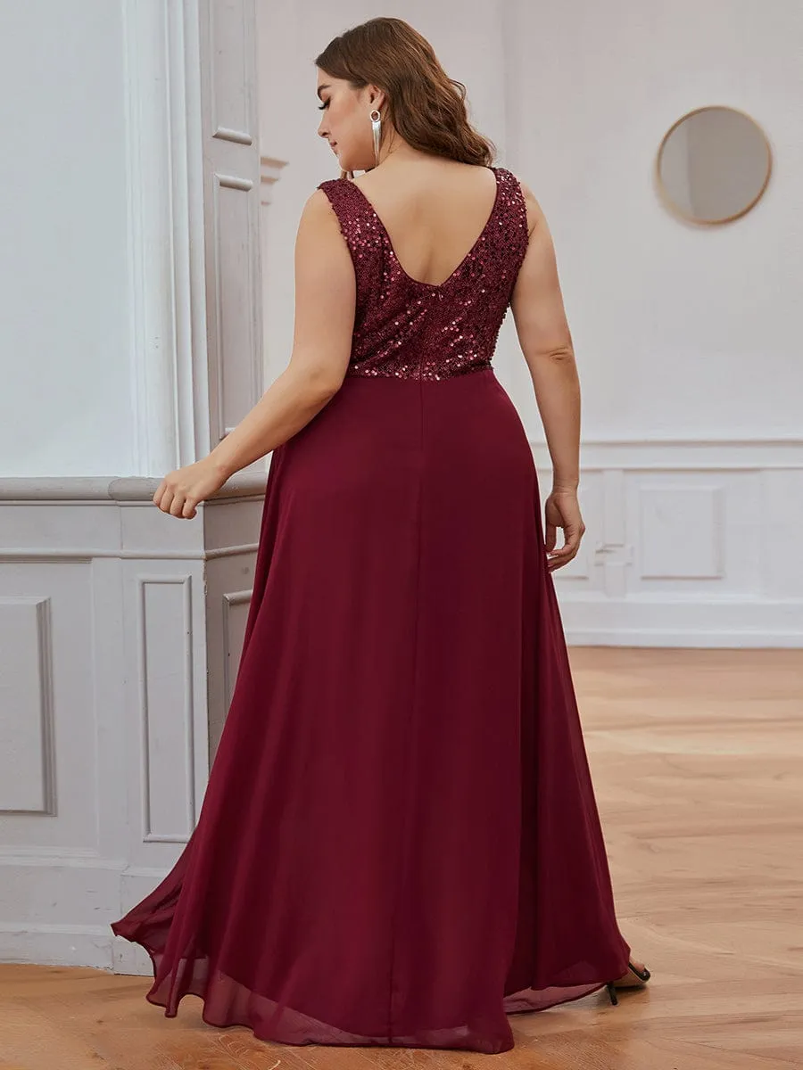 Sexy High-Low Maxi Chiffon Evening Dresses with Sequin