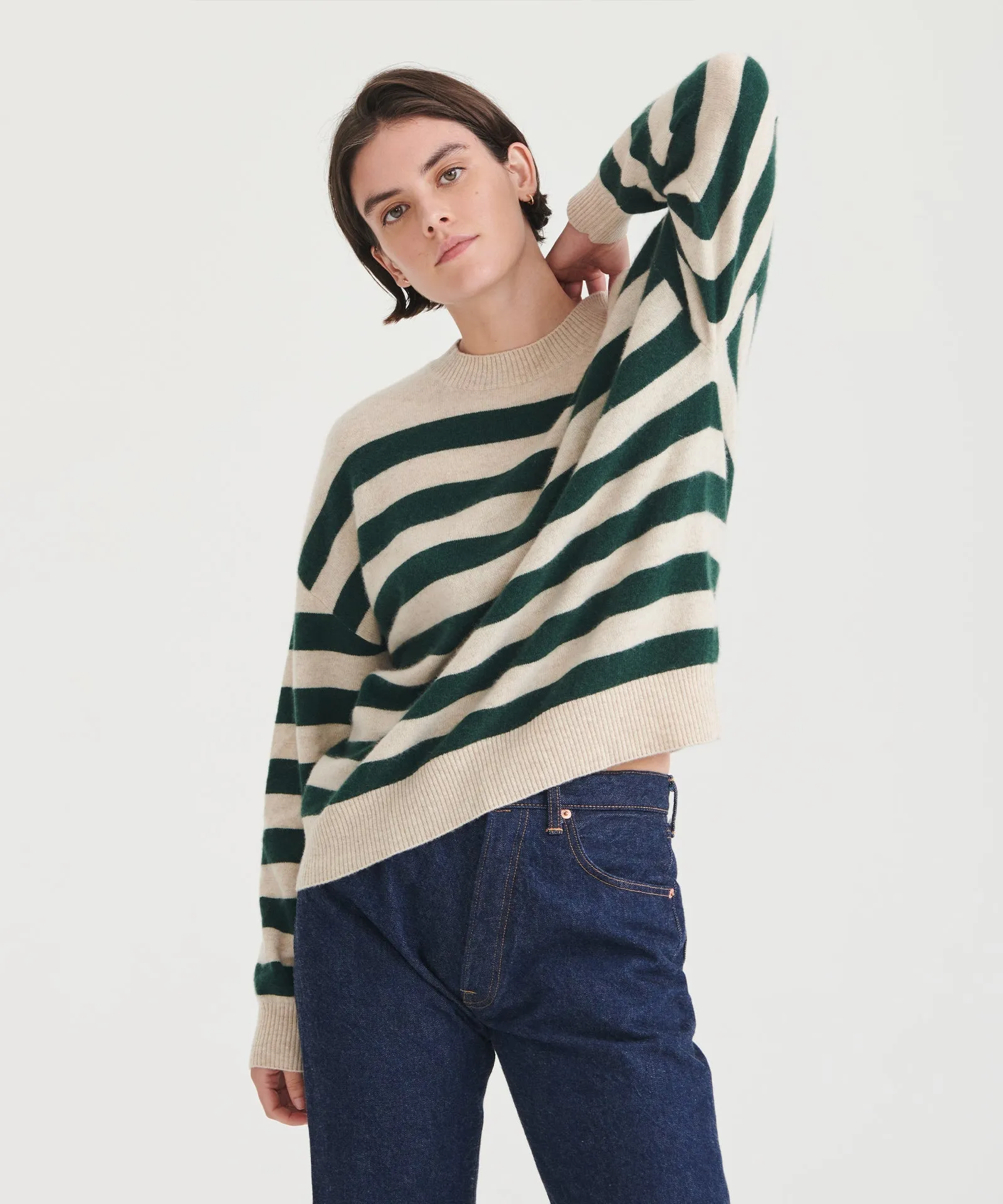 Signature Cashmere Striped Crewneck Sweater