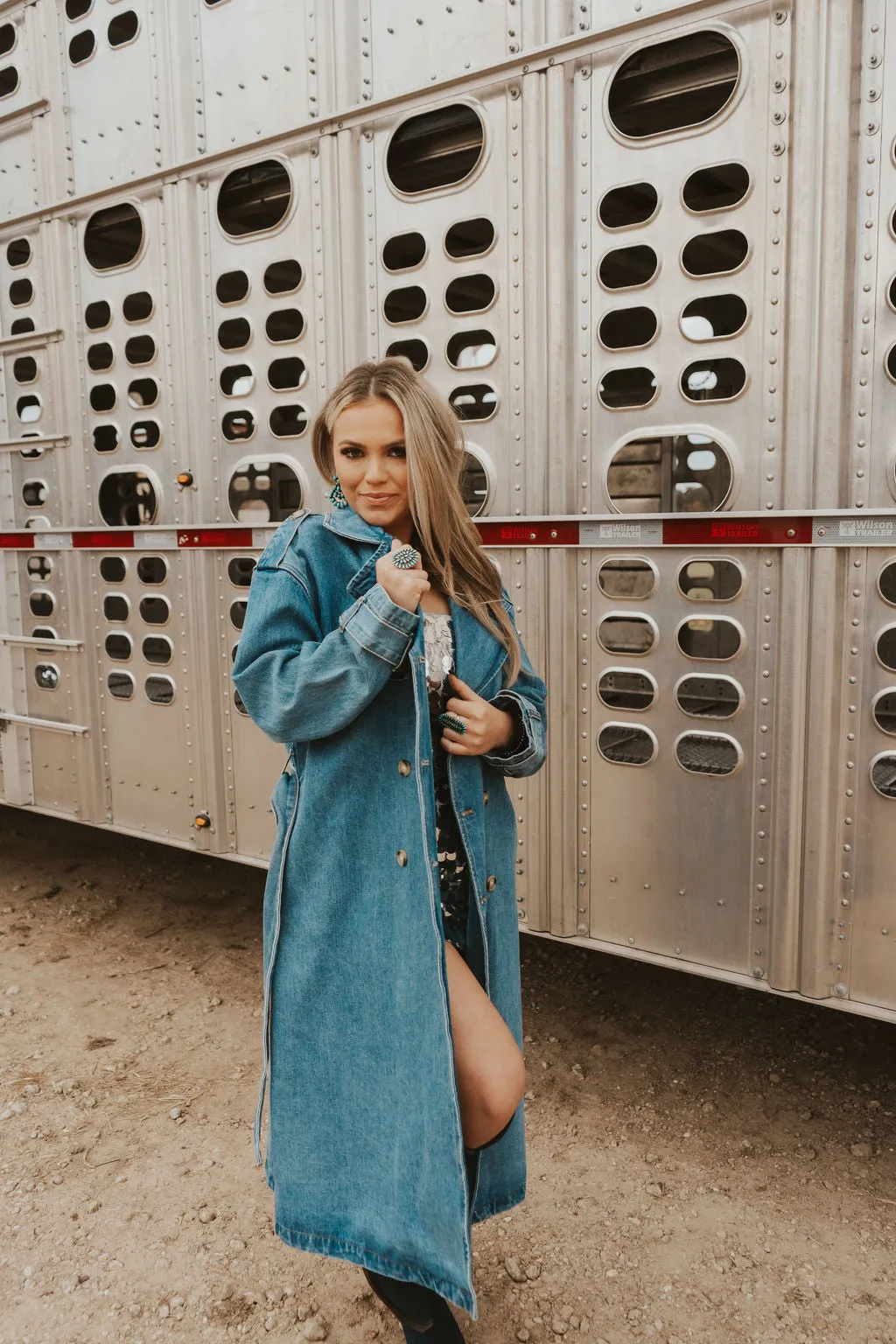 The Drover Denim Trench Coat-Large