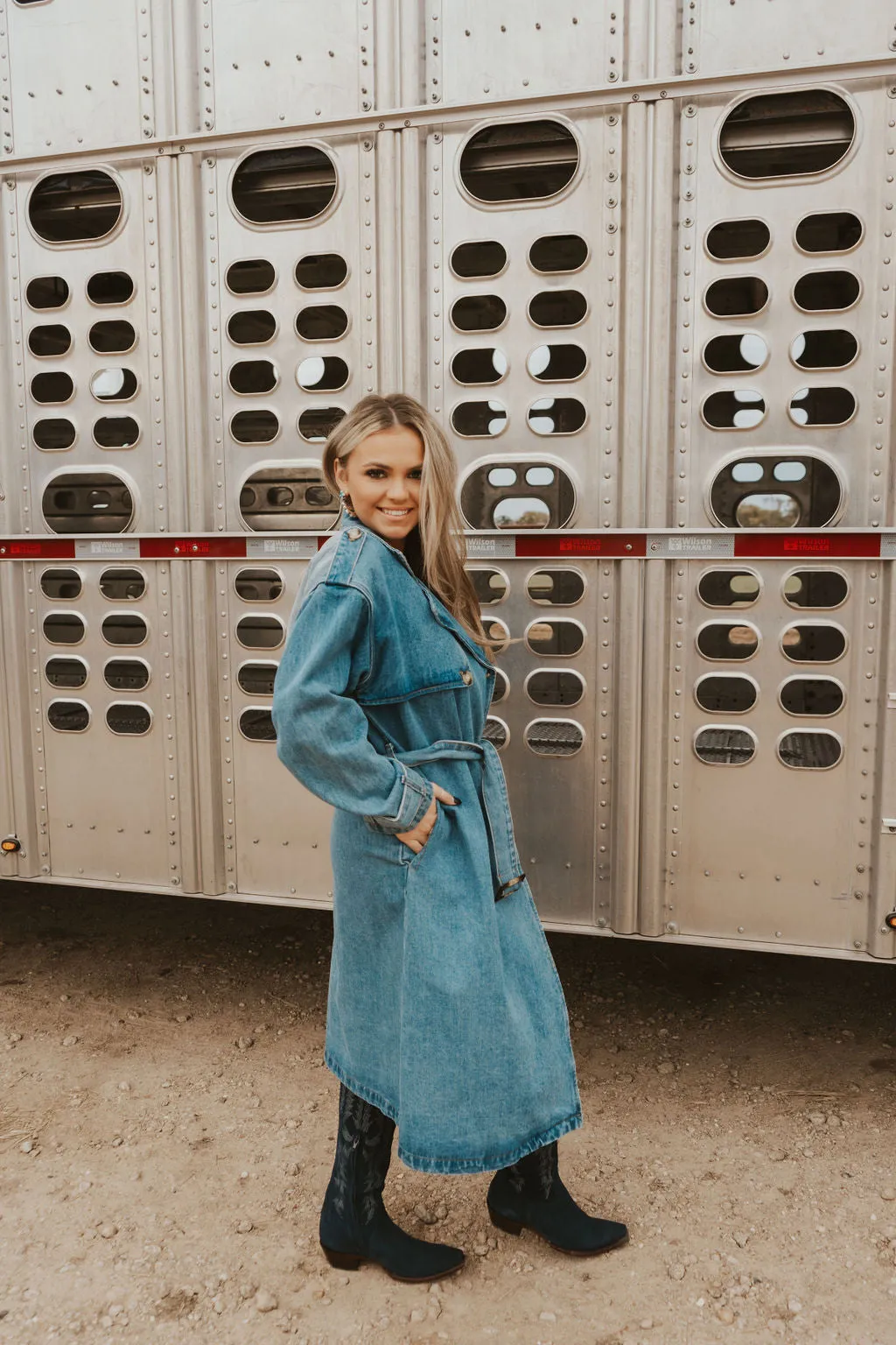 The Drover Denim Trench Coat-Large