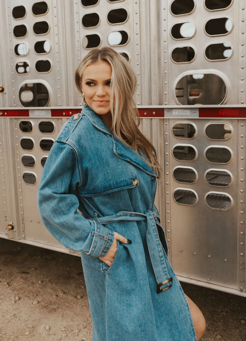 The Drover Denim Trench Coat-Large