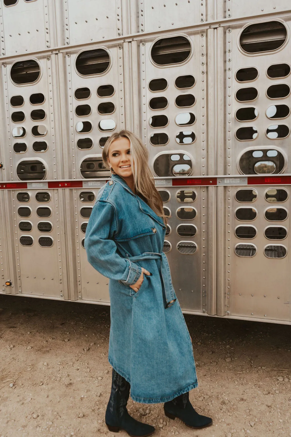 The Drover Denim Trench Coat-Large