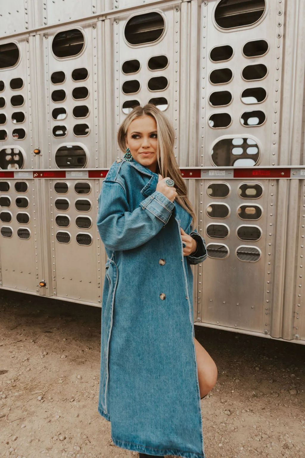 The Drover Denim Trench Coat-Large