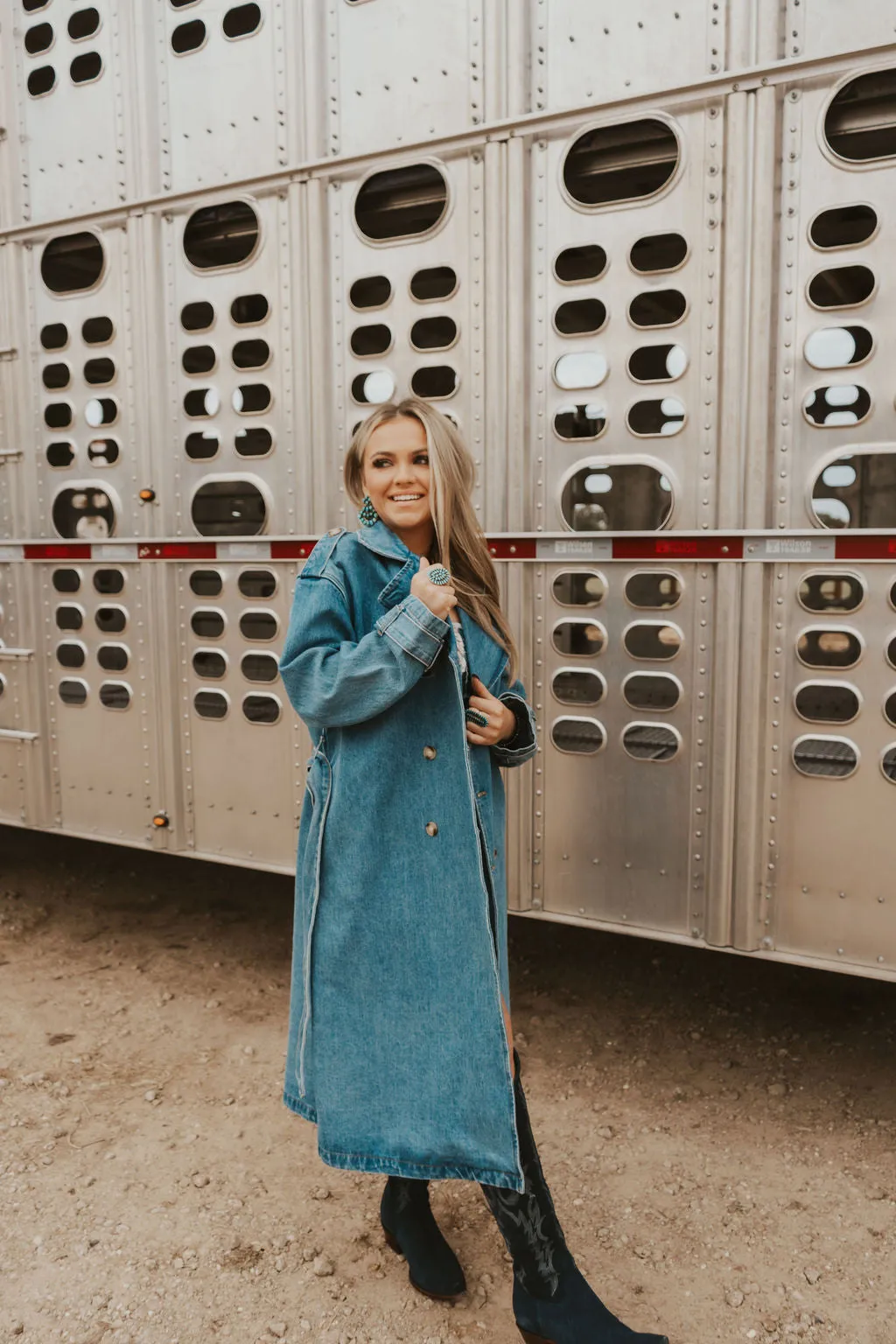 The Drover Denim Trench Coat-Large